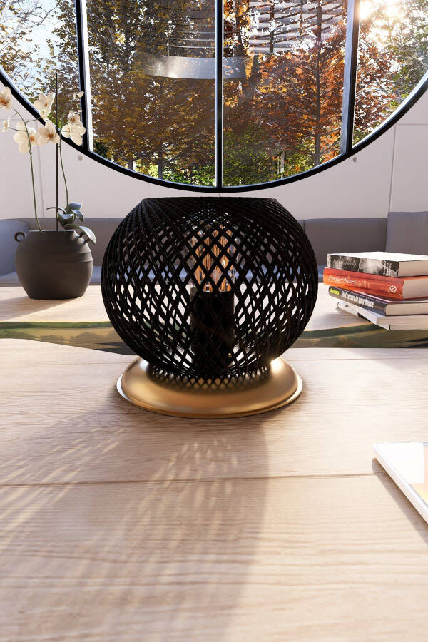 Plastic Gold Sphere Lampshade Black Ball Lighting - 2