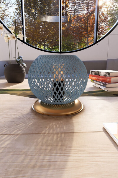 Plastic Gold Sphere Lampshade Blue Ball Lighting - 2