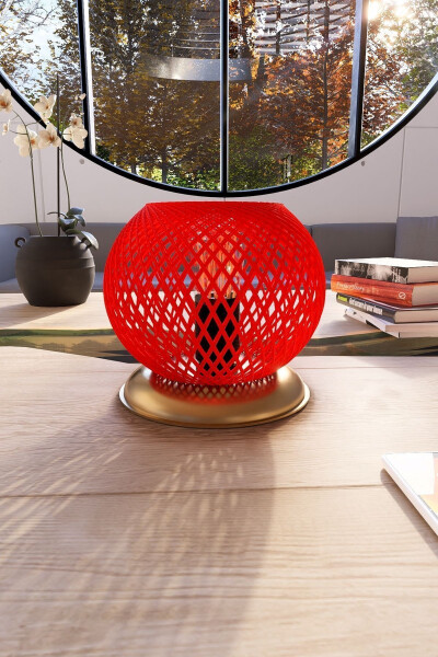 Plastic Gold Sphere Lampshade Red Ball Lighting - 1