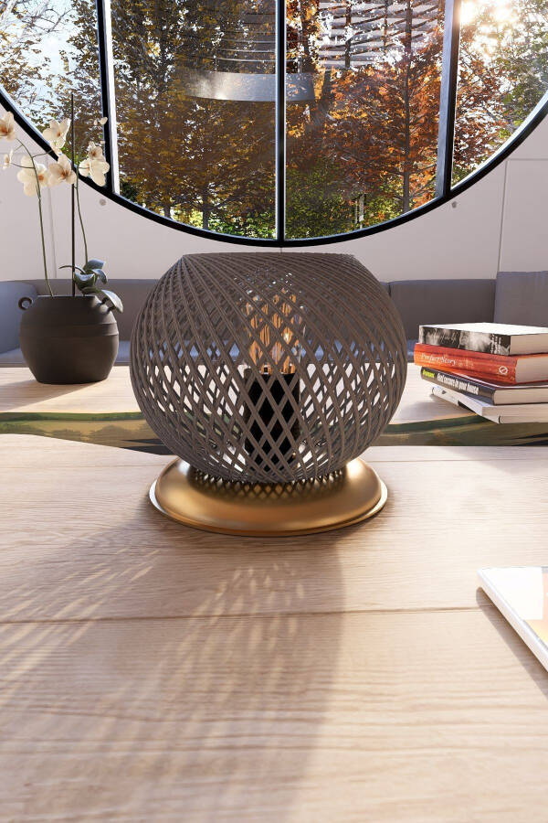 Plastic Gold Sphere Lampshade Smoky Ball Lighting - 1