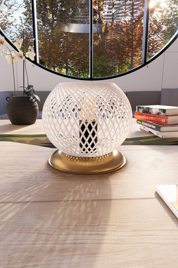 Plastic Gold Sphere Lampshade White Ball Lighting - 2