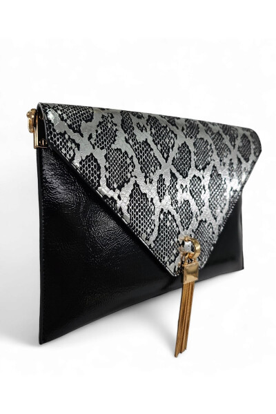 Platinum Snake Pattern Chain Strap Women's Portfolio & Clutch Bag - 3