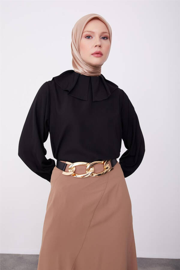 Pleated and allergenic blouse, black color. Code: 23K3416 - 4