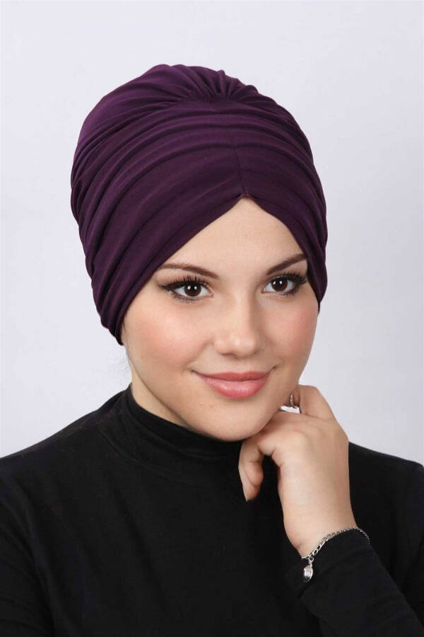 Pleated Bonnet Plum - 2