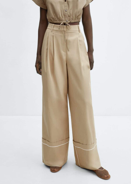 Pleated Cotton Trousers - 3