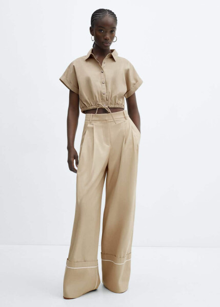 Pleated Cotton Trousers - 4