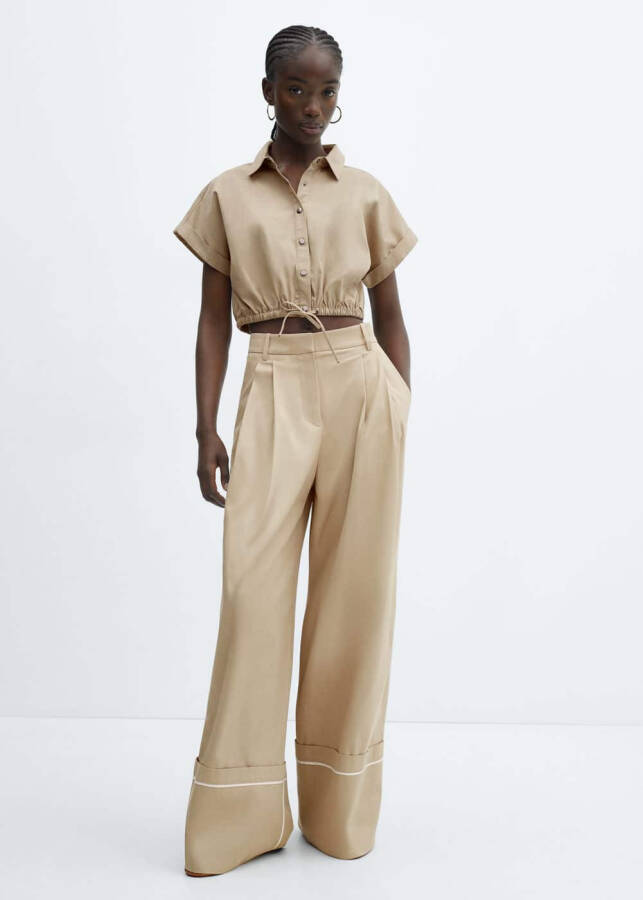 Pleated Cotton Trousers - 4