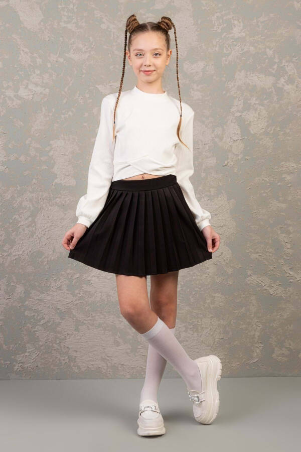 Pleated Mini Skirt - Black - 2