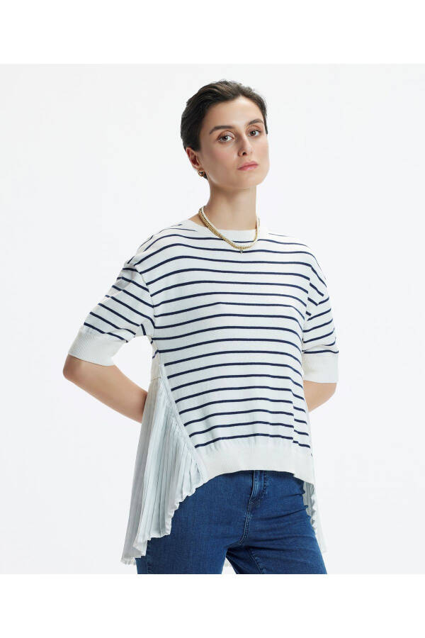 Pleated Panel Short Sleeve Knit - 1