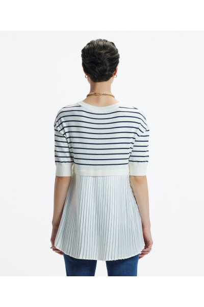 Pleated Panel Short Sleeve Knit - 3