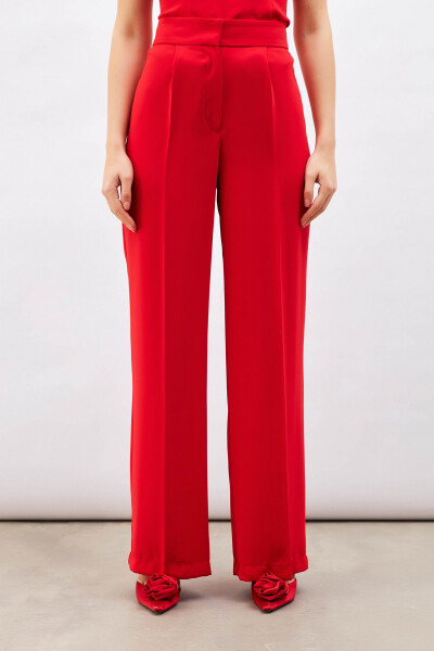 Pleated Relaxed Trousers - Red - 14