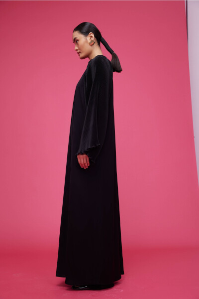 Pleated Sleeve Abaya Black - 7