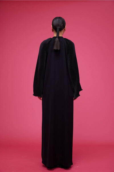 Pleated Sleeve Abaya Black - 8