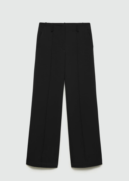 Pleated, straight-leg black pants - 1