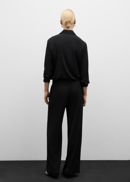 Pleated, straight-leg black pants - 4