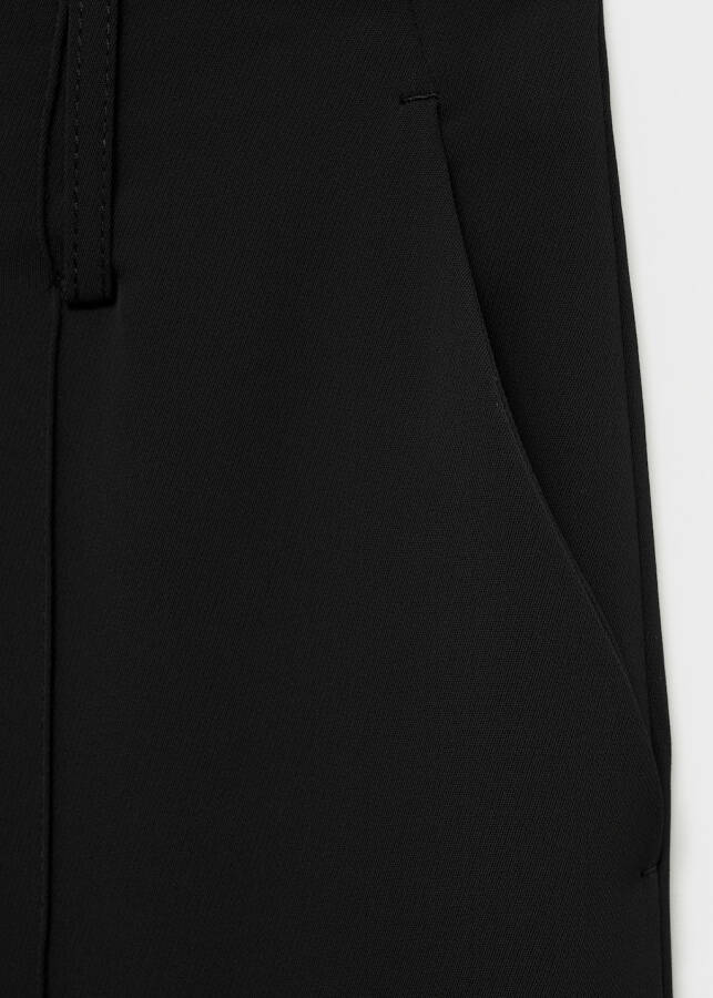 Pleated, straight-leg black pants - 8