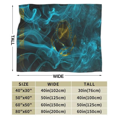 Плед в стиле дыма с флагом Казахстана 40
