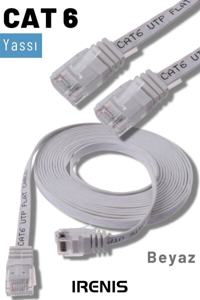 Плоский Ethernet-кабель Cat6 белого цвета 15 метров - 5