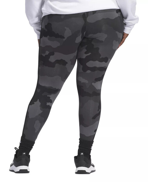 Plus Size Camo Print Three Stripe Leggings Black - 2