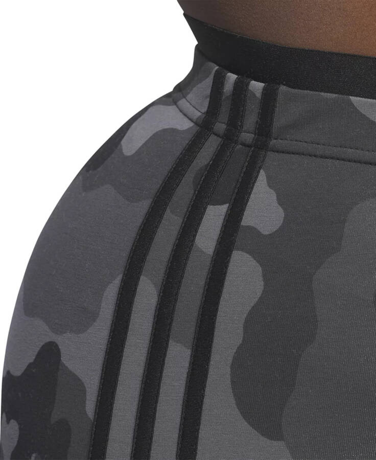 Plus Size Camo Print Three Stripe Leggings Black - 5