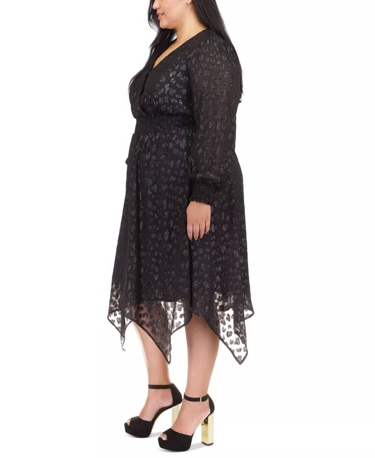 Plus Size Clip Handkerchief-Hem Midi Dress Black - 3