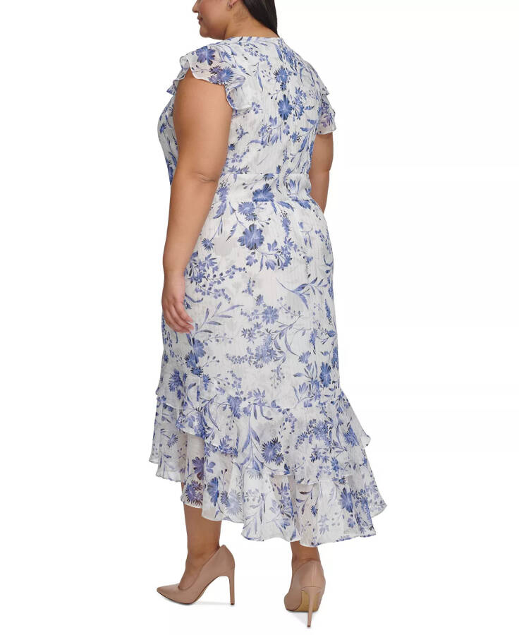 Plus Size Floral-Print Flutter-Sleeve Midi Dress Ivory Multi - 2