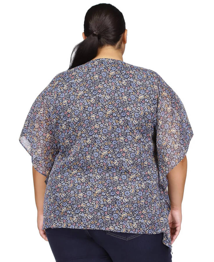 Plus Size Floral-Print Poncho Top Dusty Rose - 5