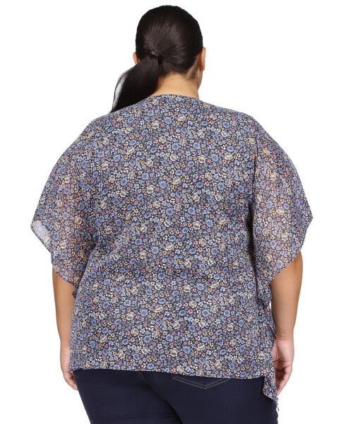 Plus Size Floral-Print Poncho Top Dusty Rose - 2