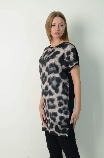 Plus Size Front Satin Leopard Tunic FR887 - 14