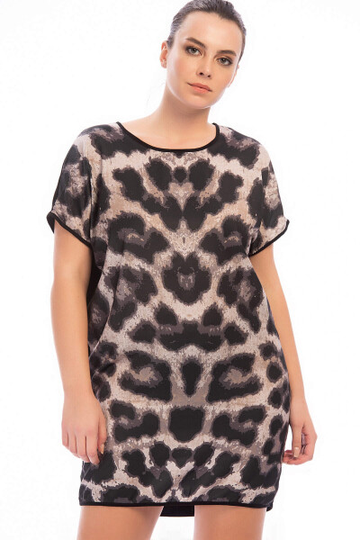 Plus Size Front Satin Leopard Tunic FR887 - 15