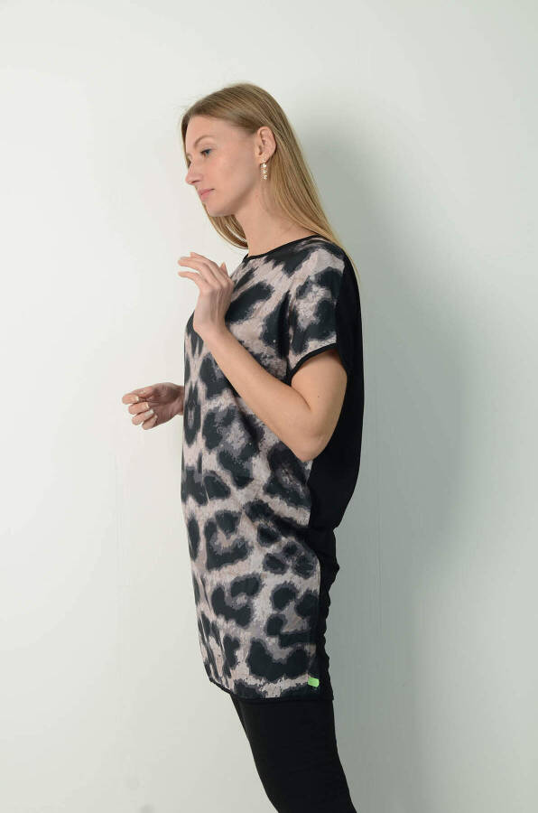 Plus Size Front Satin Leopard Tunic FR887 - 18