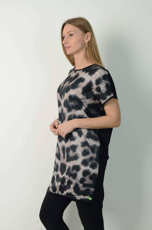 Plus Size Front Satin Leopard Tunic FR887 - 19