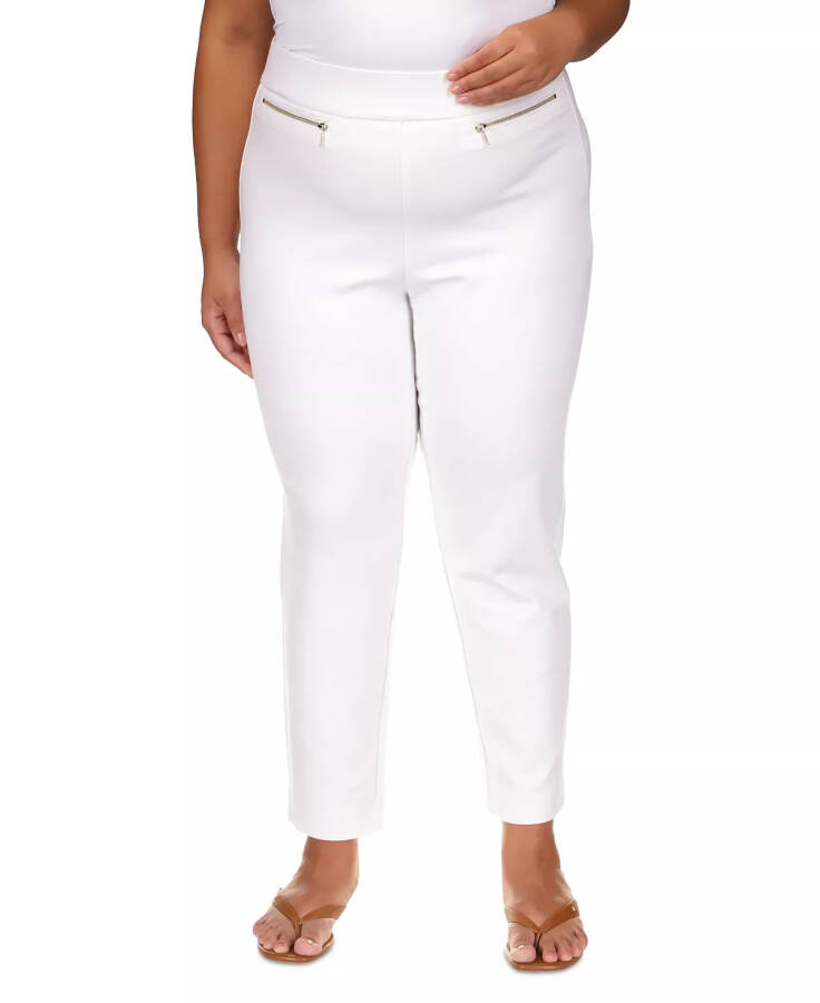 Plus Size High-Rise Pull-On Pants White - 1