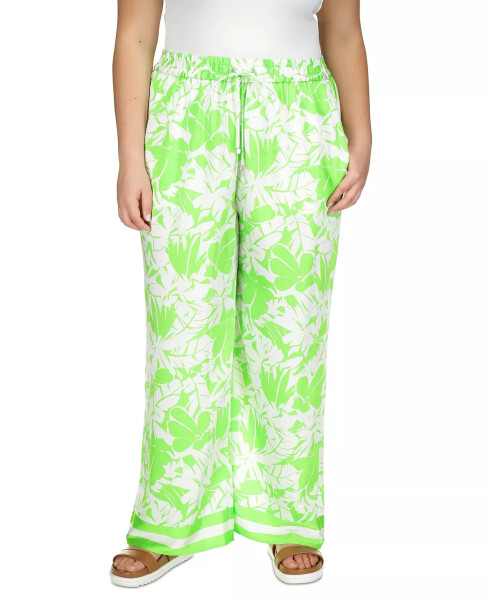 Plus Size Lush Palm Pull-On Pants Green Apple - 5