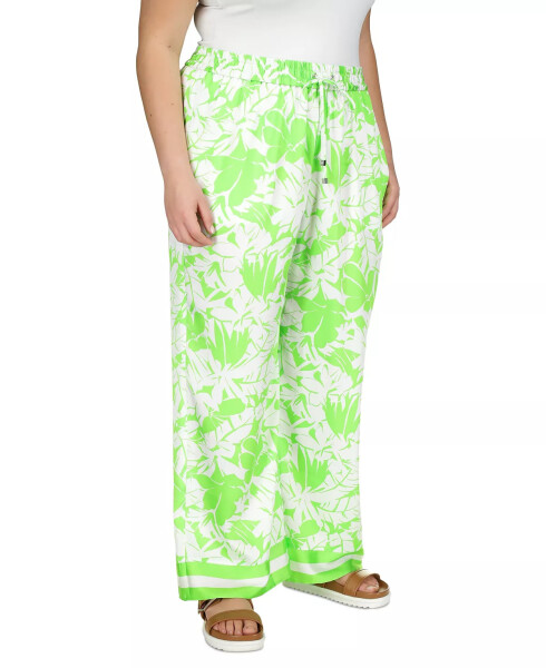 Plus Size Lush Palm Pull-On Pants Green Apple - 7