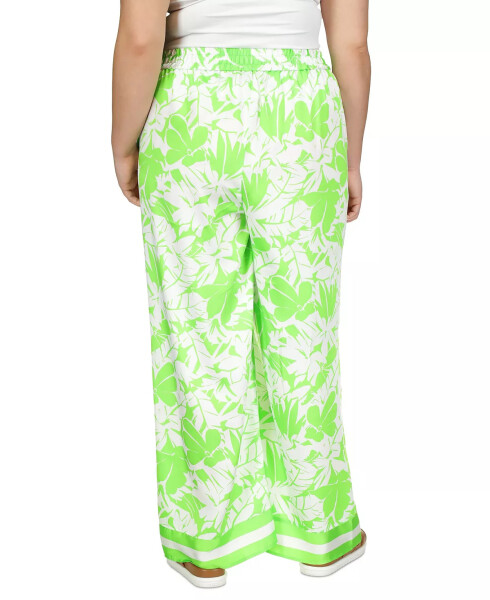 Plus Size Lush Palm Pull-On Pants Green Apple - 2