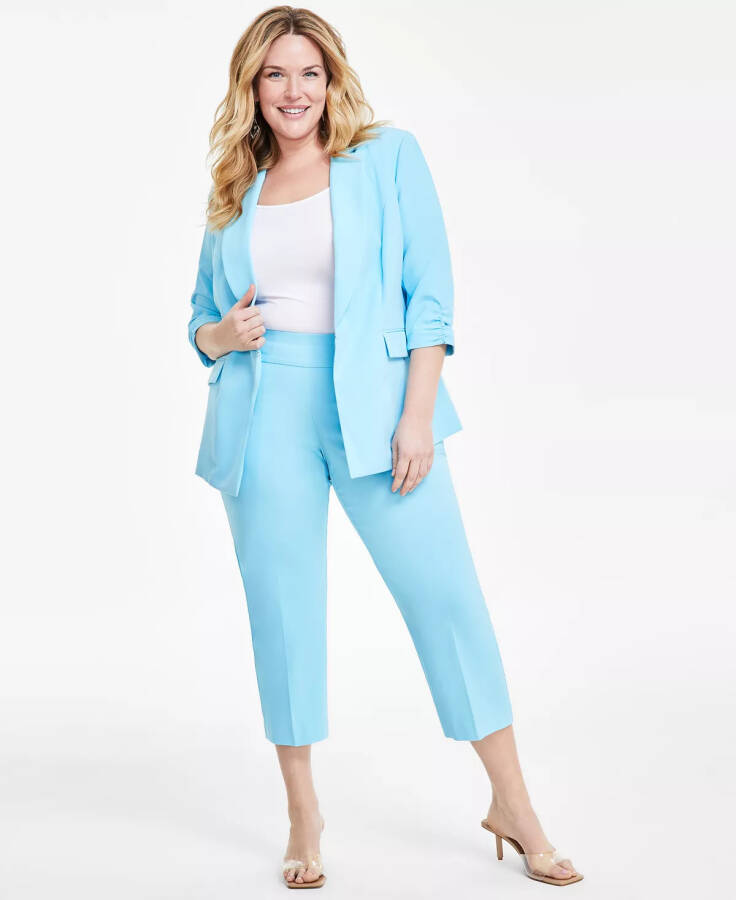 Plus Size Mid-Rise Pull-On Capri Pants, Created for Modazone Butterfly Blue - 8