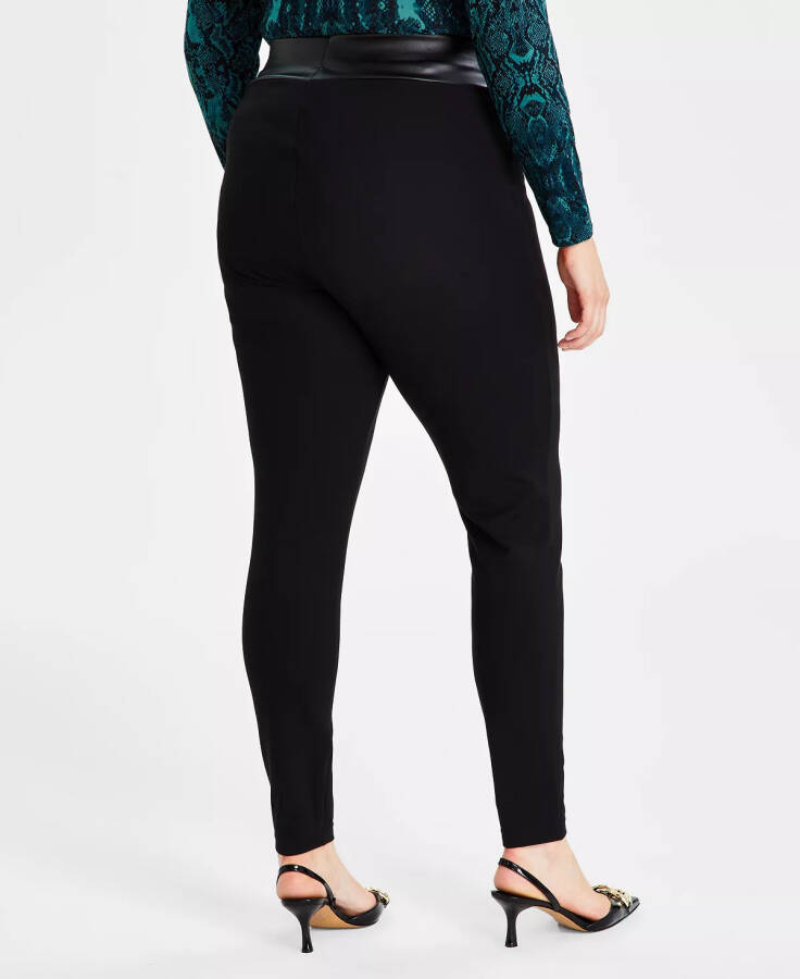 Plus Size Mixed-Media Ponte Skinny Pants, Created for Macy's Deep Black - 8