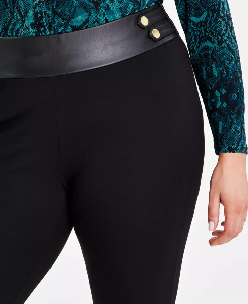 Plus Size Mixed-Media Ponte Skinny Pants, Created for Macy's Deep Black - 10