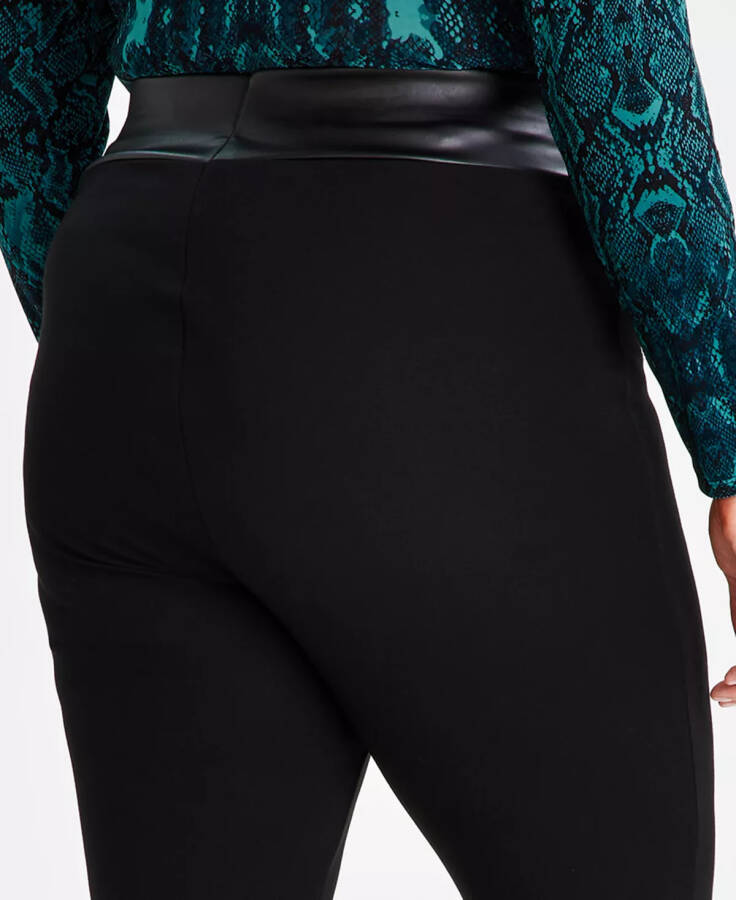 Plus Size Mixed-Media Ponte Skinny Pants, Created for Macy's Deep Black - 11