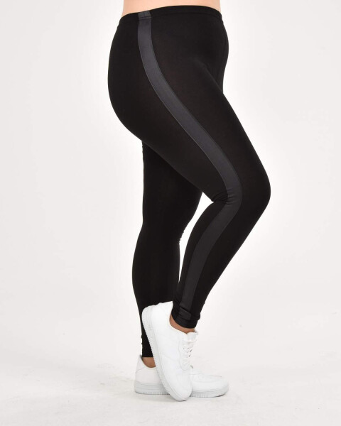 Plus Size Side Stripe Detail Leggings 22877 Black - 6