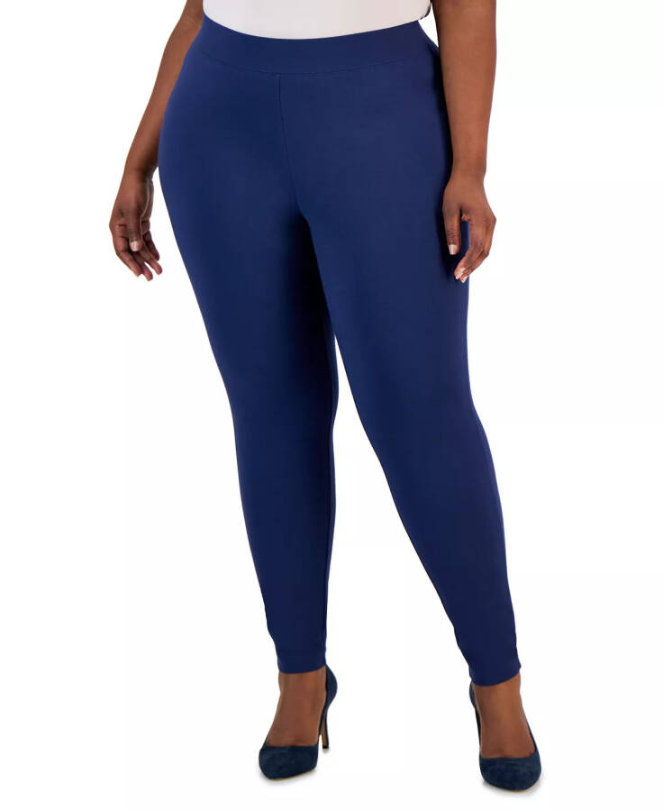 Plus Size Skinny Pull-On Ponte Pants, Created for Modazone Indigo Sea - 3