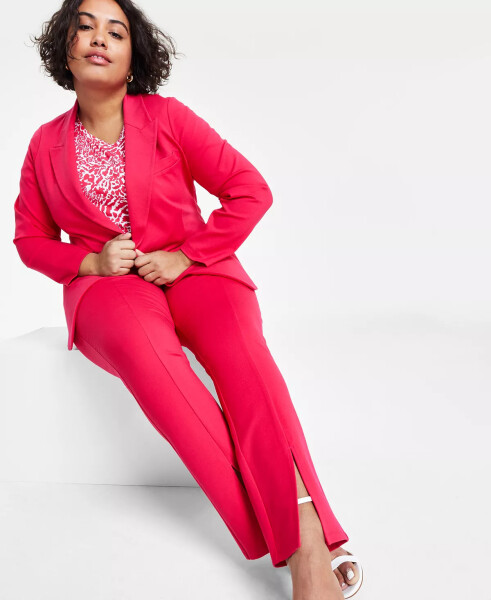 Plus Size Split-Hem Legging Pants - Deep Pink - 4