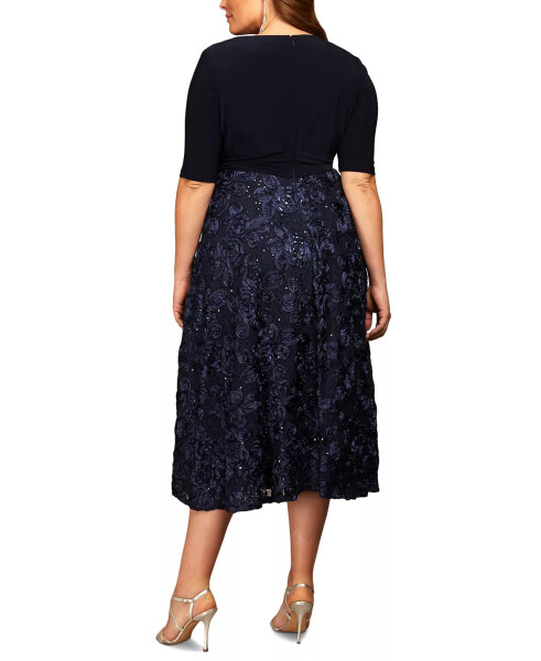 Plus Size Surplice Rosettes Dress - Navy - 6