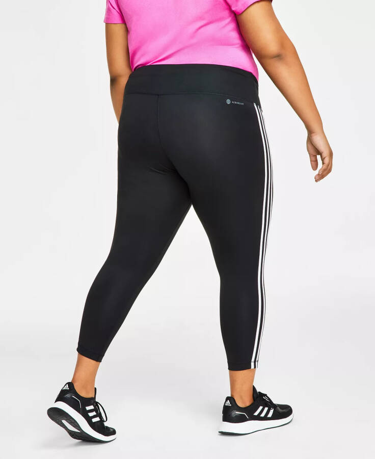 Plus Size Train Essentials 3-Stripes High-Waisted 7/8 Leggings Black - 2