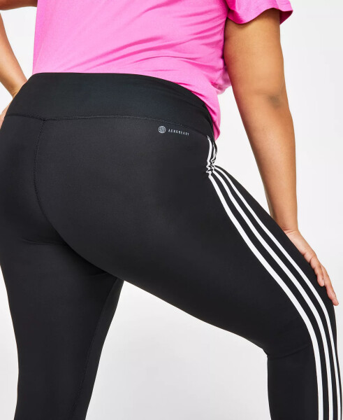 Plus Size Train Essentials 3-Stripes High-Waisted 7/8 Leggings Black - 4