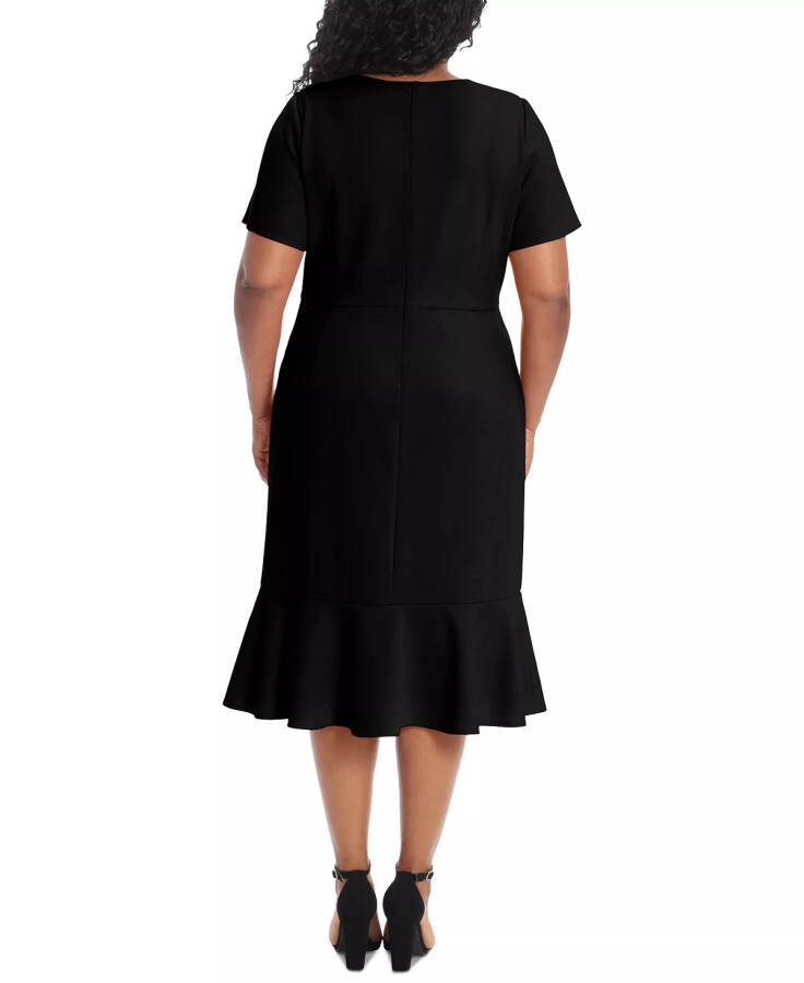 Plus Size Twist-Front Flounce-Hem Dress Black - 2