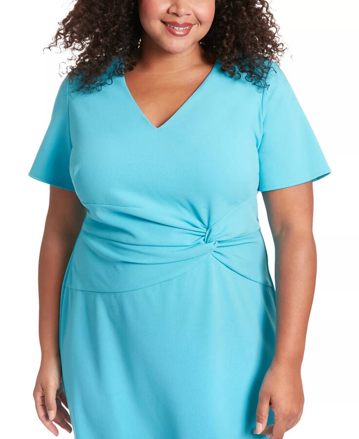 Plus Size Twist-Front Flounce-Hem Dress Blue Atoll - 7