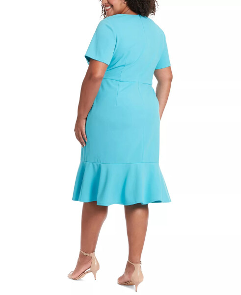 Plus Size Twist-Front Flounce-Hem Dress Blue Atoll - 2