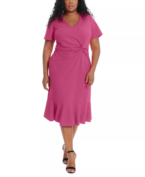 Plus Size Twist-Front Flounce-Hem Dress Melon - 2